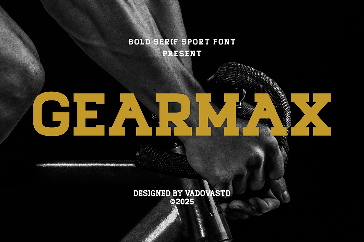 Gearmax Bold Serif Sport Font, a Slab Serif Font by Vadovastd (Photo 1 of 7)