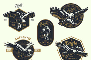 Set Of The Emblem With The Eagle.