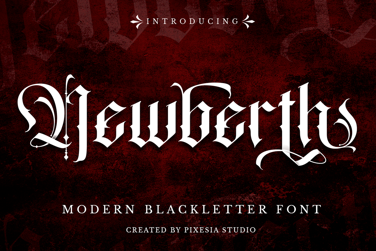 Newberth - Modern Blackletter Font, a Blackletter Font by Pixesia Studio (Photo 1 of 11)