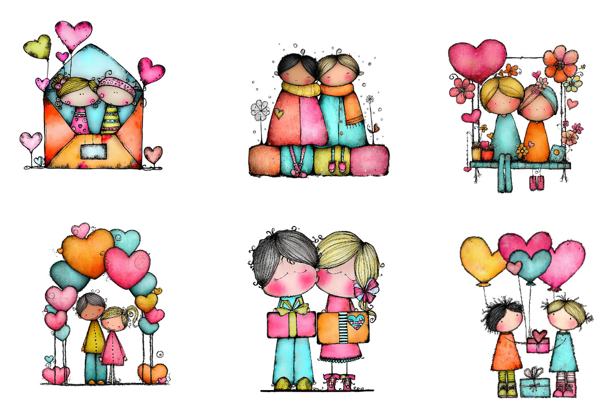 Whimsical Valentine Clipart, an Illustration by CreationArt (Photo 3 of 7)