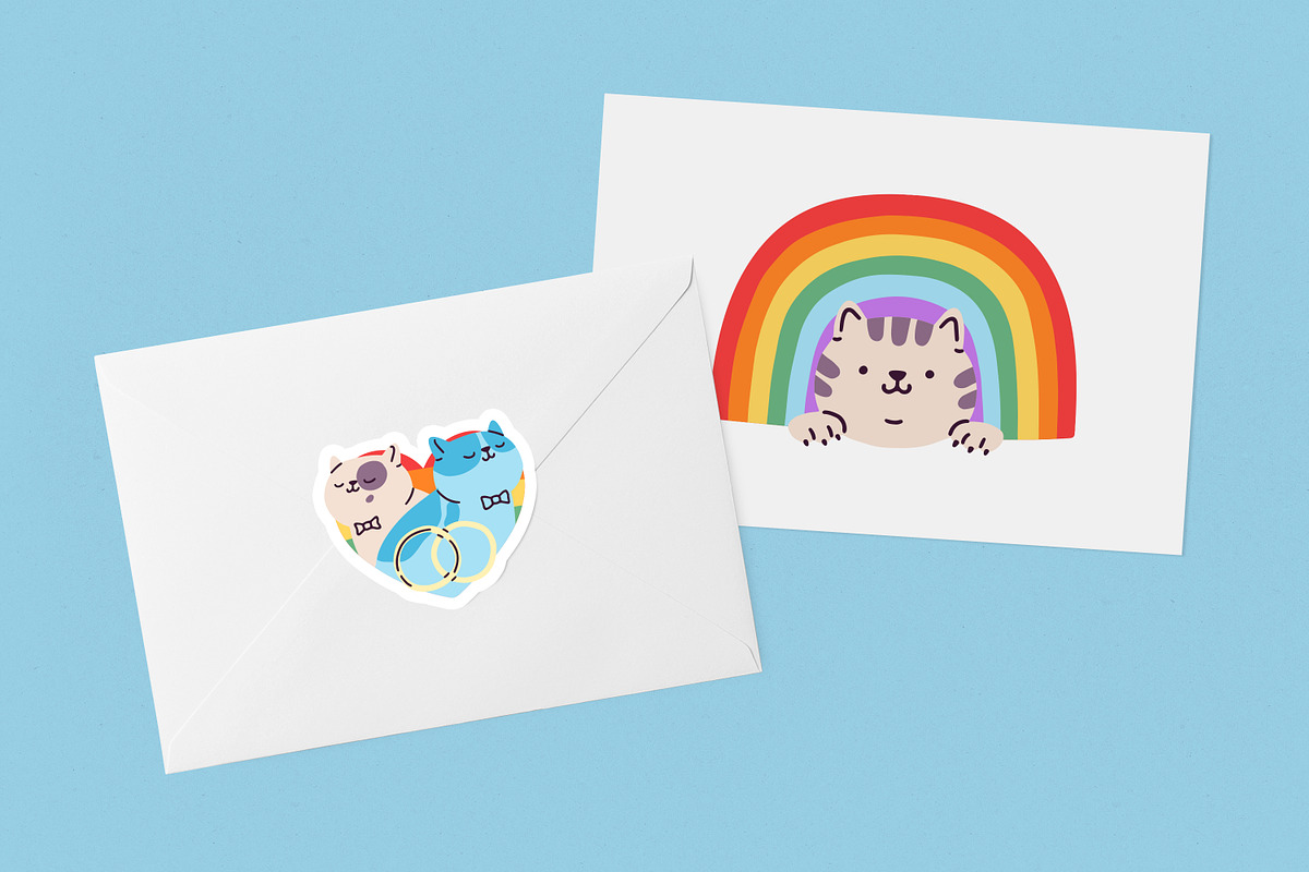 LGBT stickers with rainbow flags set, an Object Illustration by Good Studio (Photo 4 of 5)