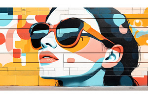 Colorful Mural Of A Woman Wearing