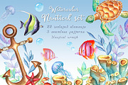 Watercolor nautical set, an Illustration by artdreamer (Thumbnail 1 of 5)