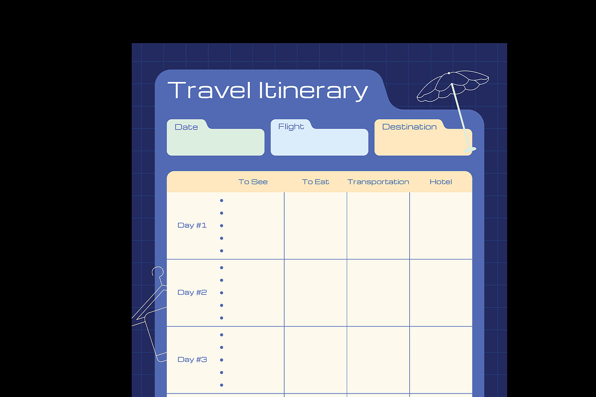 Travel Itinerary Planner Template, a Stationery Template by Neermana (Photo 4 of 4)