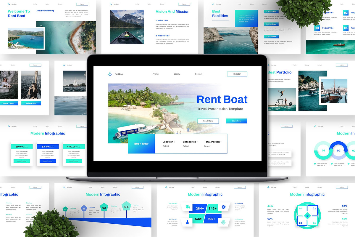 Rent Boat - Travel Google Slide, a Presentation Template by Deepslide Studio (Photo 2 of 6)