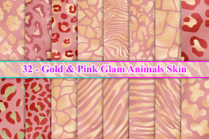 Gold Pink Glam Animals Skin, a Pattern Graphic by Digital Studio