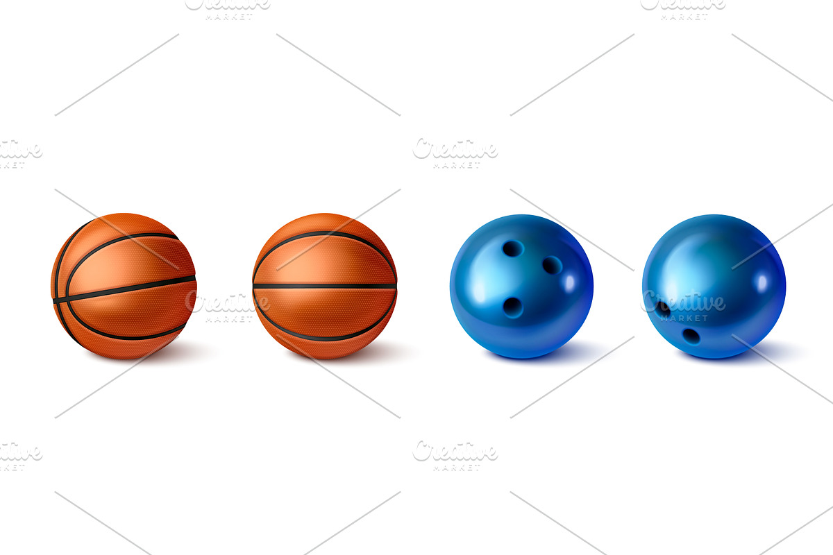 Basketball and bowling balls set, an Object Illustration by art PVP - market