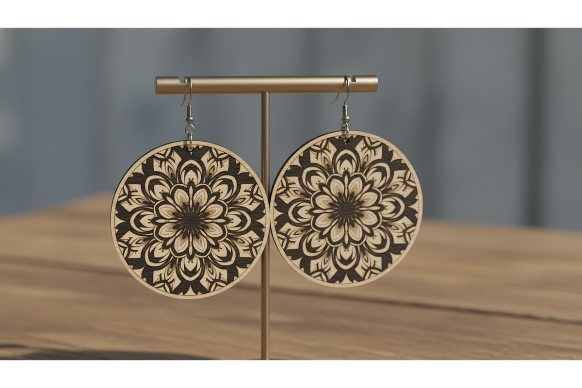 Floral Drop Earring SVGs, a Graphic by hafijul (Photo 5 of 11)