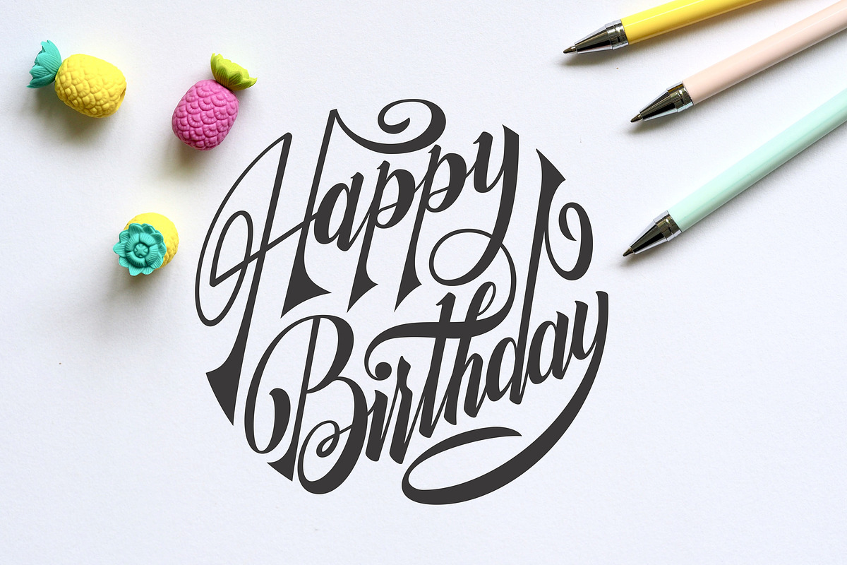 Happy Birthday Round Lettering, a Decorative Illustration by Royaltype (Photo 3 of 5)