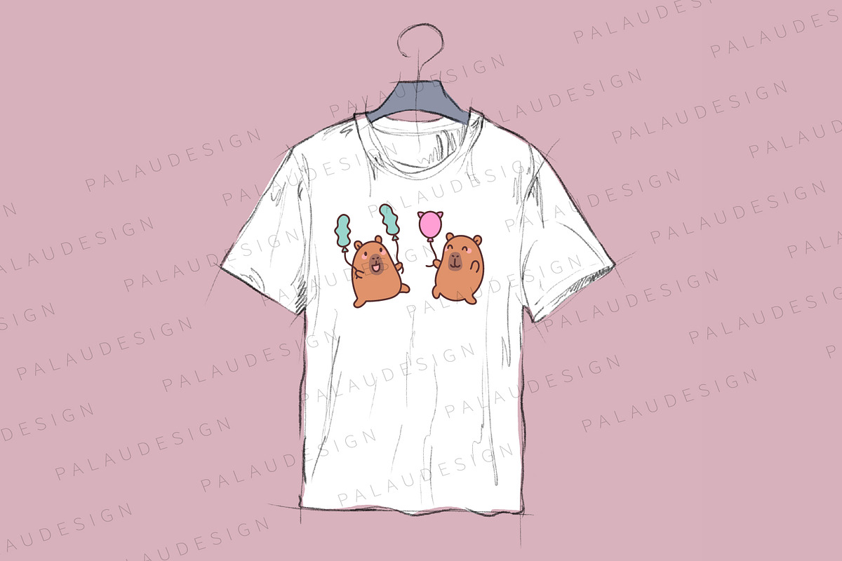 Cute Capybara with Balloons, an Animal Illustration by Palau (Photo 2 of 12)