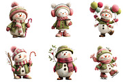Watercolor Christmas Snowman Clipart, an Illustration by CraftArtStudio (Thumbnail 4 of 6)