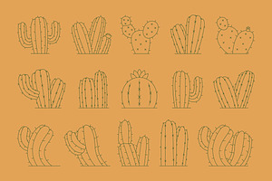 Cactus / Cacti Line Illustration