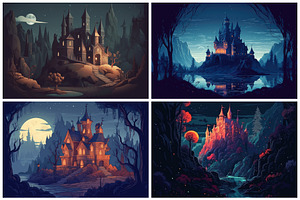 20 Haunted Castle Illustrations