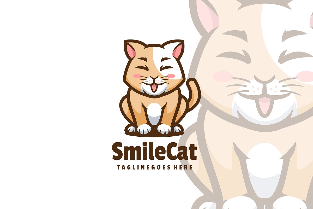 Smile Cat Mascot Cartoon Logo., a Design Template by ModalTampang