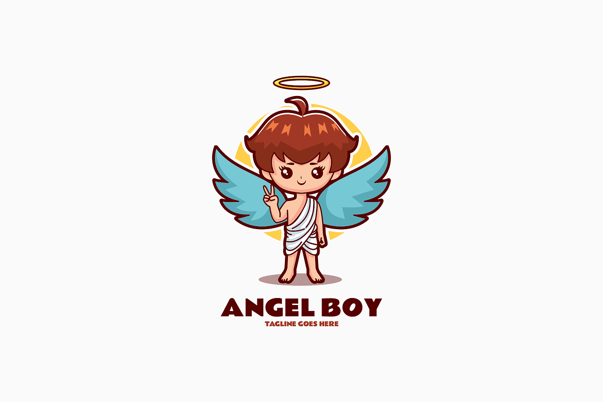 Angel Boy Mascot Cartoon Logo, a Branding & Logo Template by Artnivora.Std