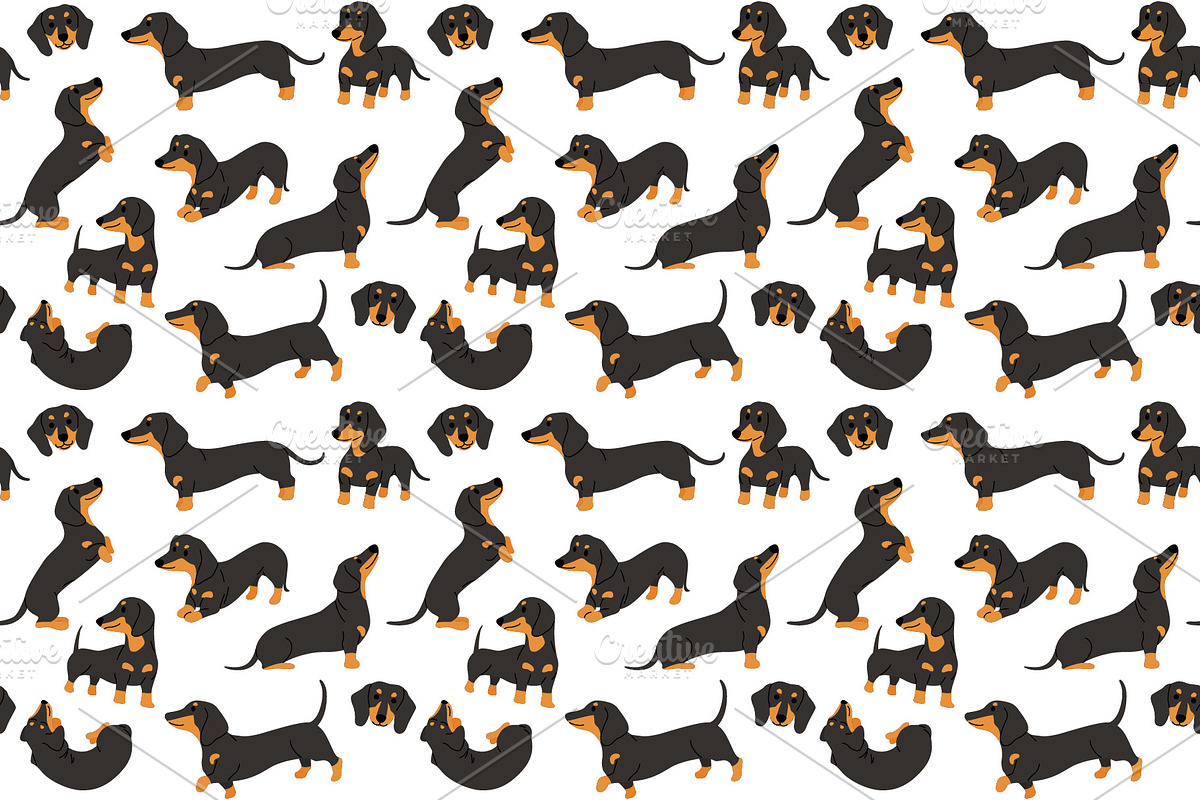 Dachshund vector illustration set, an Illustration by faitotoro (Photo 2 of 3)