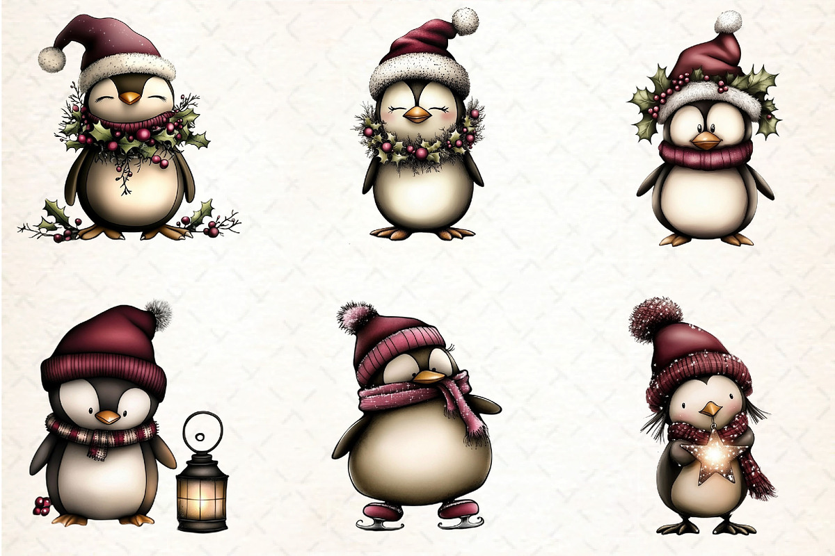 Whimsical Penguin Clipart, an Illustration by DreamCafeArt (Photo 4 of 8)
