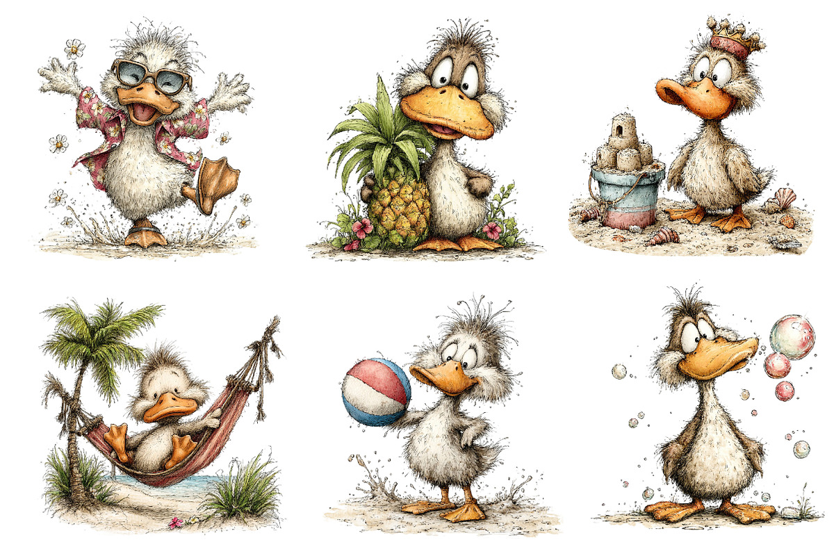 Whimsical Summer Duck Clipart, an Illustration by Dream Creation (Photo 2 of 6)