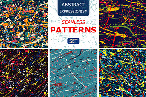 splatter seamless pattern set.Vector