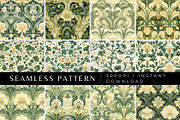 12 Vintage Nouveau Seamless Patterns, a Pattern Graphic by Inknfolly (Thumbnail 1 of 7)