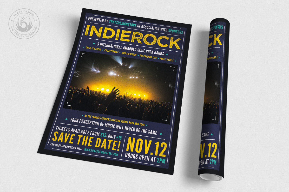 Indie Rock Flyer Template V1, a Flyer Template by ThatsDesignArt (Photo 3 of 8)