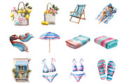 Watercolor Amalfi Coast Summer, an Illustration by DreamArtGraphic (Thumbnail 3 of 4)