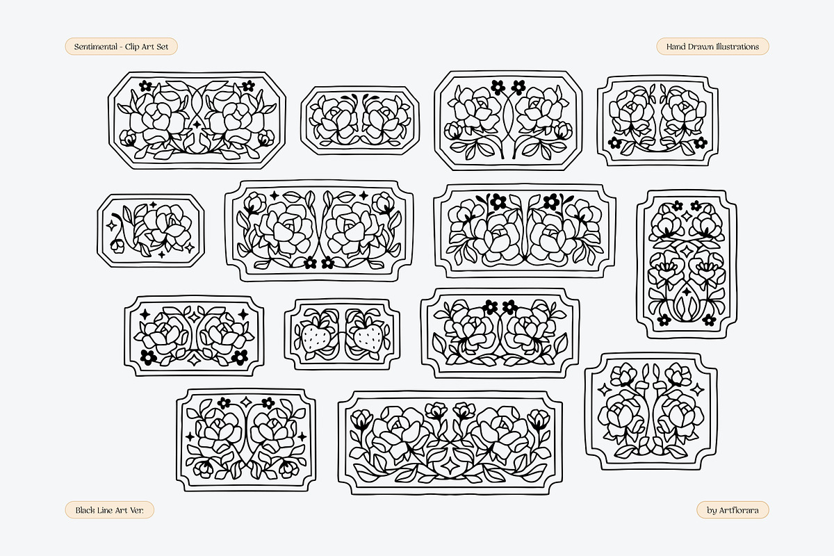 SENTIMENTAL Hand Drawn Whimsy Floral, an Object Graphic by Artflorara (Photo 11 of 12)
