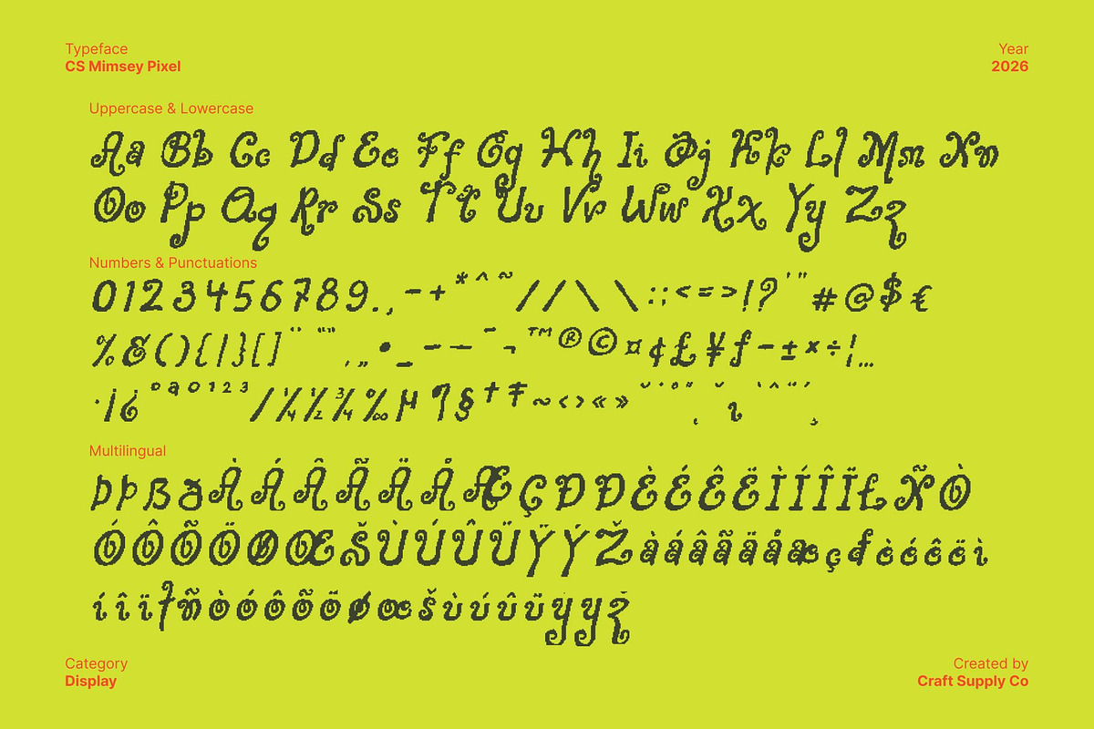 CS Mimsey Pixel, a Handwritten Font by Craft Supply Co. (Photo 8 of 8)