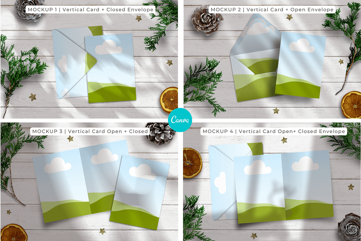 16 Christmas Card Canva Mockups, a Merchandise Mockup by Mockup Scene (Photo 4 of 23)