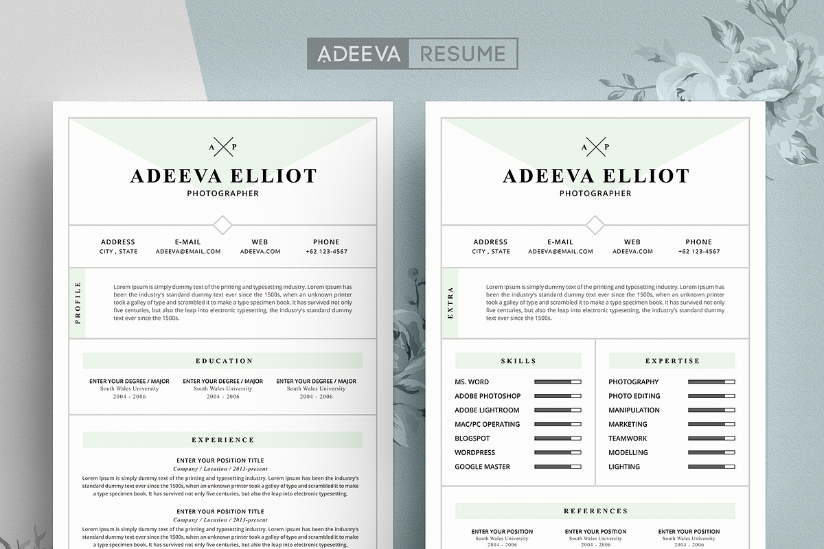 Modern Resume Template Elliot, a Resume Template by AdeevaResume (Photo 1 of 3)