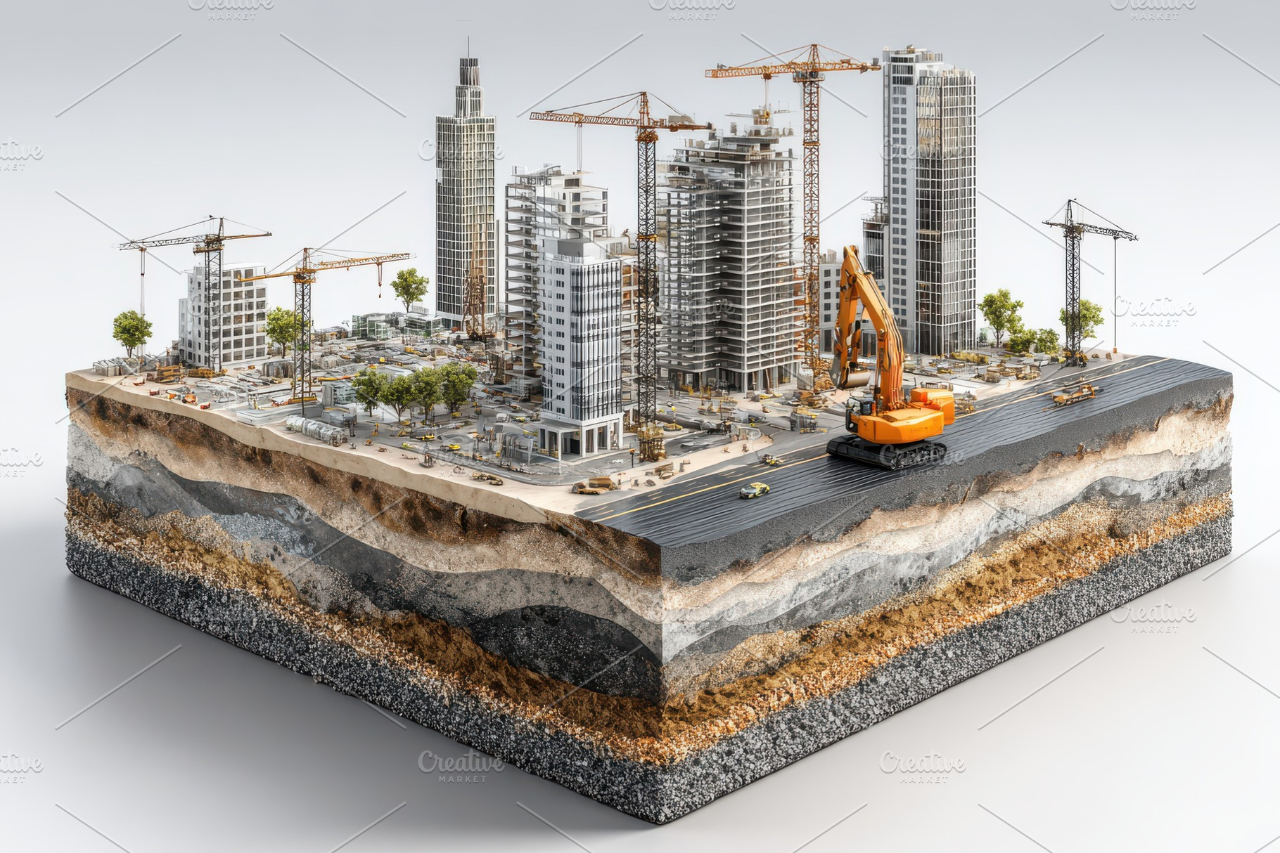 Cityscape Construction Cross Section, a Photo by Pixeness Studio