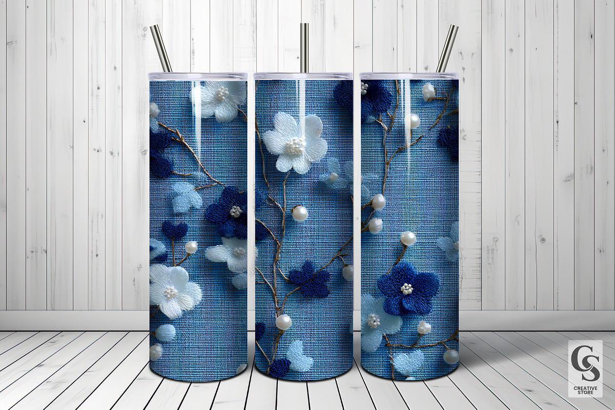 Blue Beaded Floral Embroidery, a Pattern Graphic by Creative Store (Photo 5 of 5)