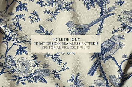 Toile De Jouy Vintage Floral Pattern, a Pattern Graphic by Olya Creative