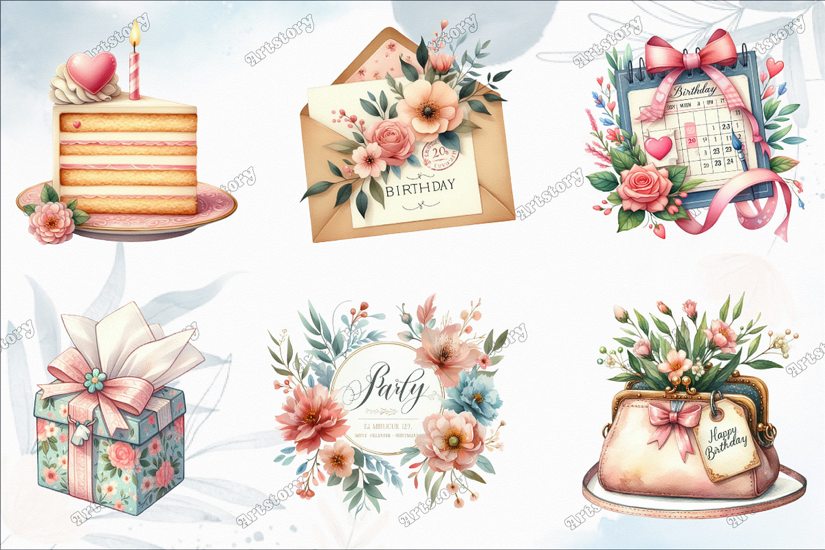 Watercolor Woman's Birthday Clipart, a Graphic by designcity5 (Photo 3 of 5)
