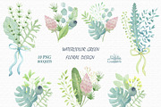 Big green set in watercolor., a Texture Illustration by BrushArtDesigns (Thumbnail 7 of 9)