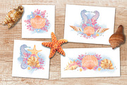 Sea Shells: watercolor set, a Background Graphic by Fortuna Venit (Thumbnail 3 of 6)
