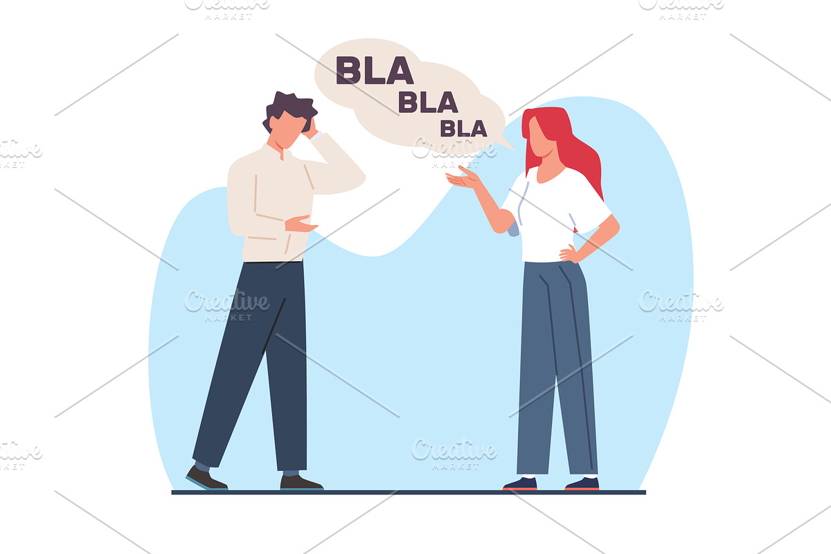 Woman chatting up man whos bored, a Person Illustration by YummyBuum