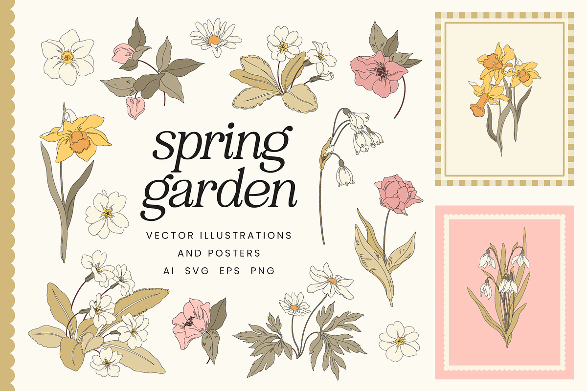 Spring Floral Vector Illustrations, a Decorative Illustration by Emma Webb Studio (Photo 1 of 9)
