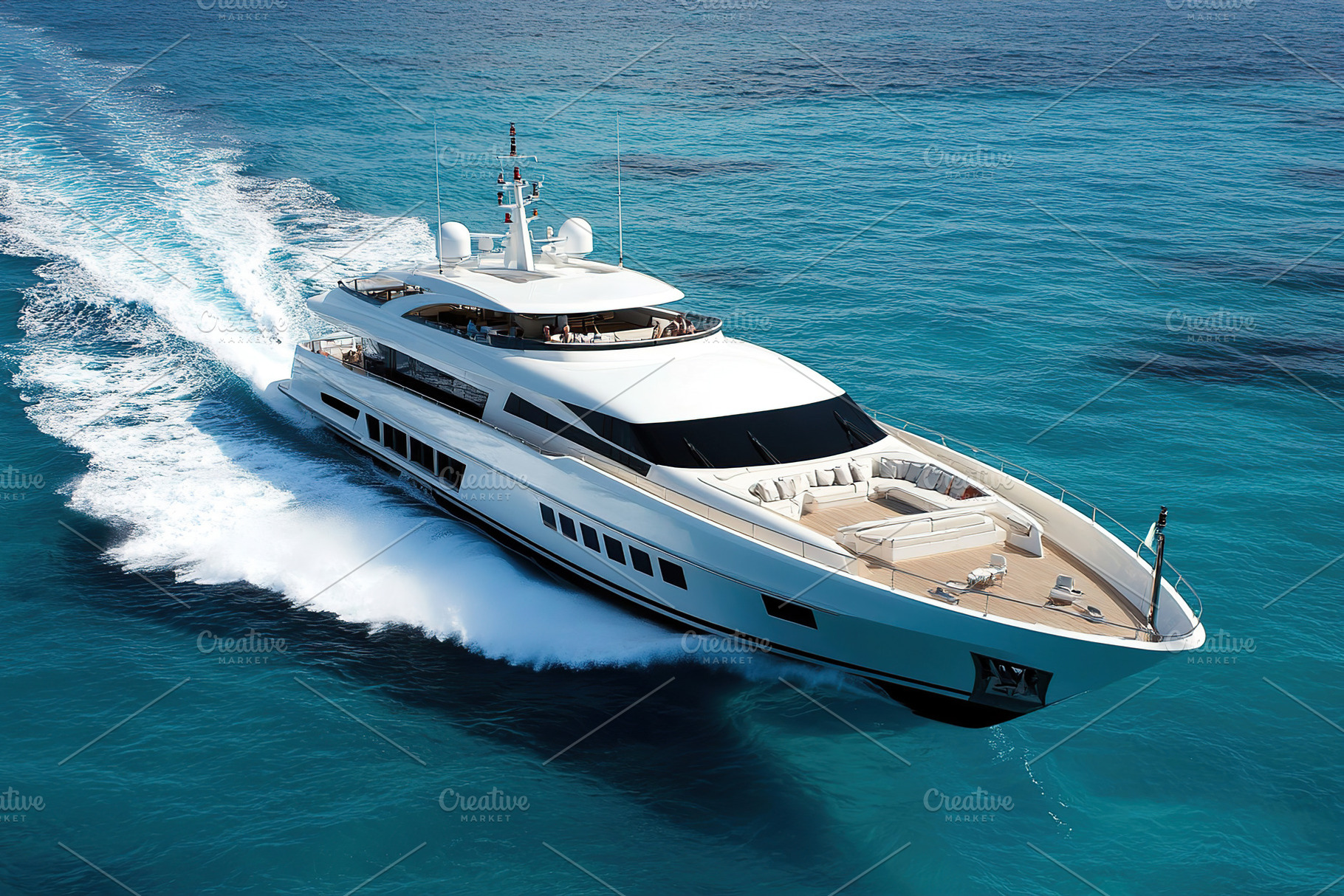 Yacht glides effortlessly across the clear blue waters in the afternoon sun, a Transportation Photo by AlyaAnd