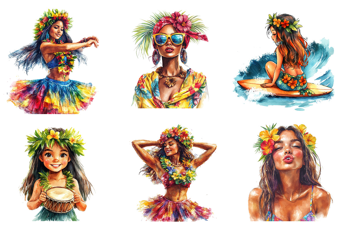 Hula Girl PNG Clipart, an Illustration by CreationArt (Photo 3 of 5)