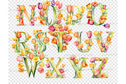 Tulips Alphabet Clipart | Flowers, a Decorative Illustration by GlamArtZhanna (Thumbnail 6 of 6)