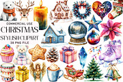 Stylish Watercolor Christmas Clipart, an Illustration by Daily.Designs (Thumbnail 1 of 3)