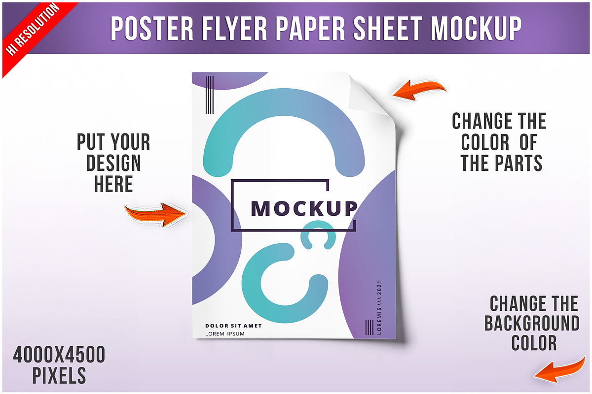 Poster Flyer Paper Sheet Mockup PSD, an Advertising Mockup by Bruno's Shop (Photo 1 of 4)
