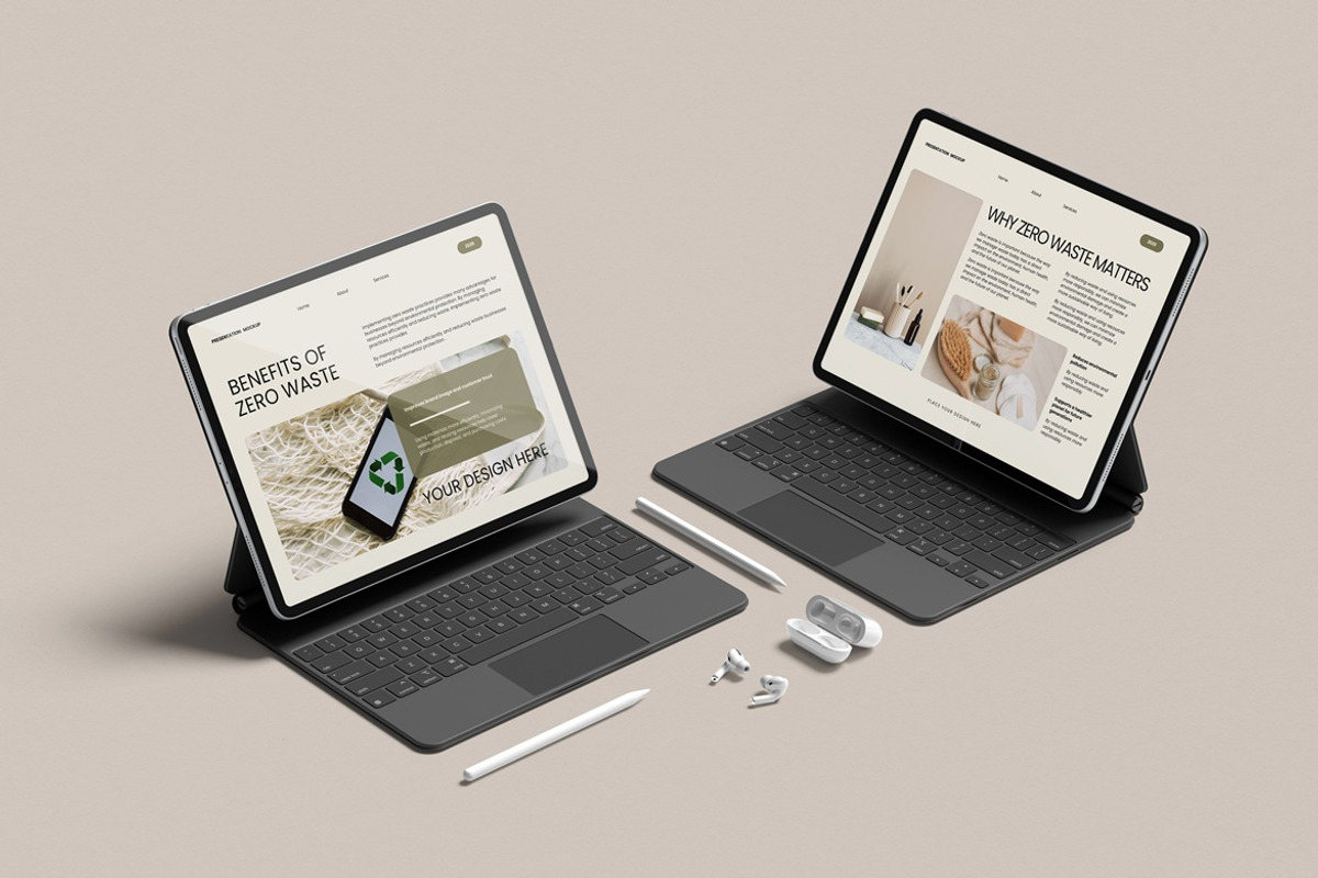 Realistic iPad With Keyboard Mockup, an iPad Mockup by Graphic Deal (Photo 6 of 8)