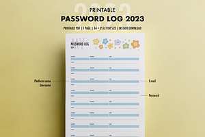 Password Log 2023