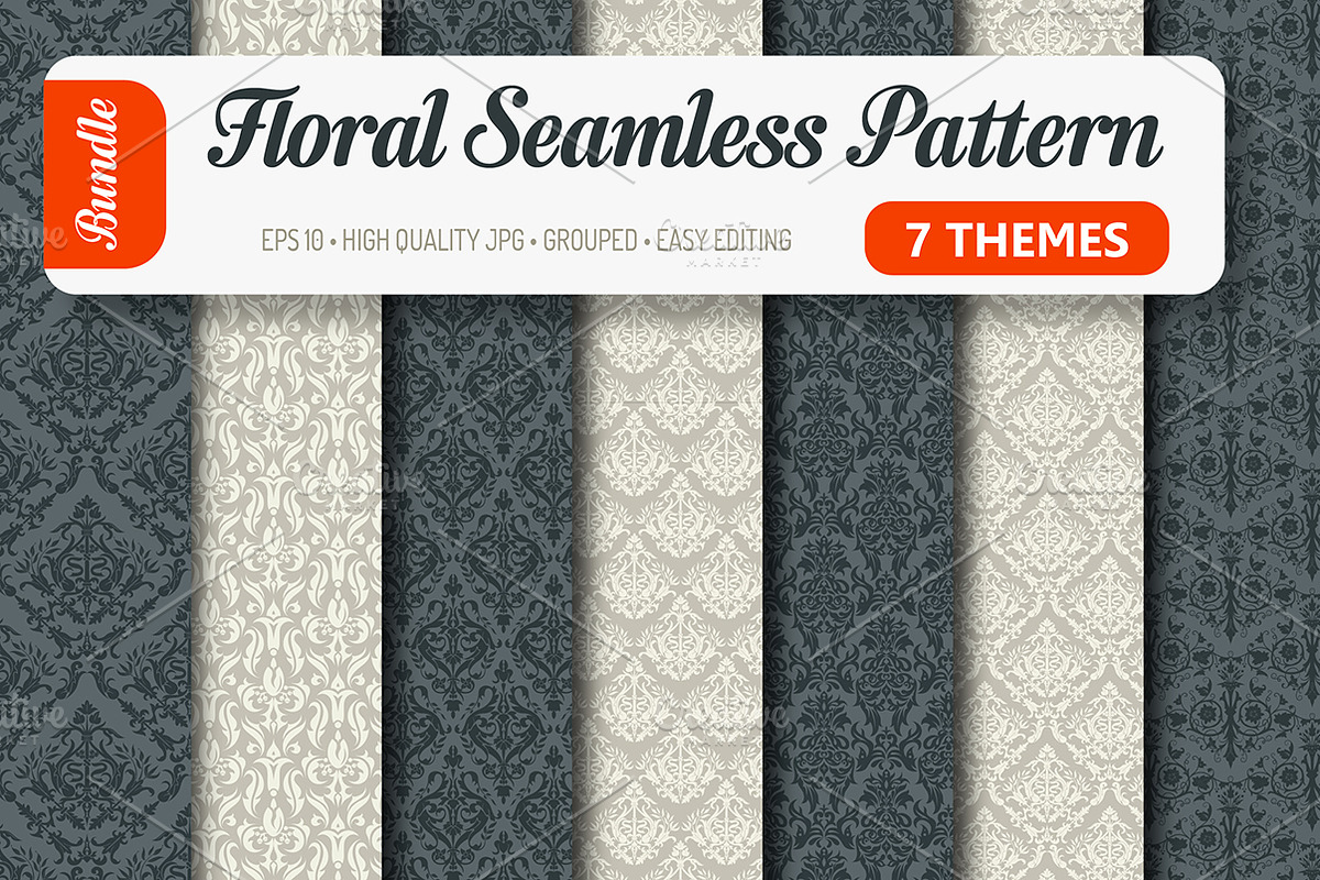 Floral Seamless Patterns, a Pattern Graphic by TAlex (Photo 1 of 8)