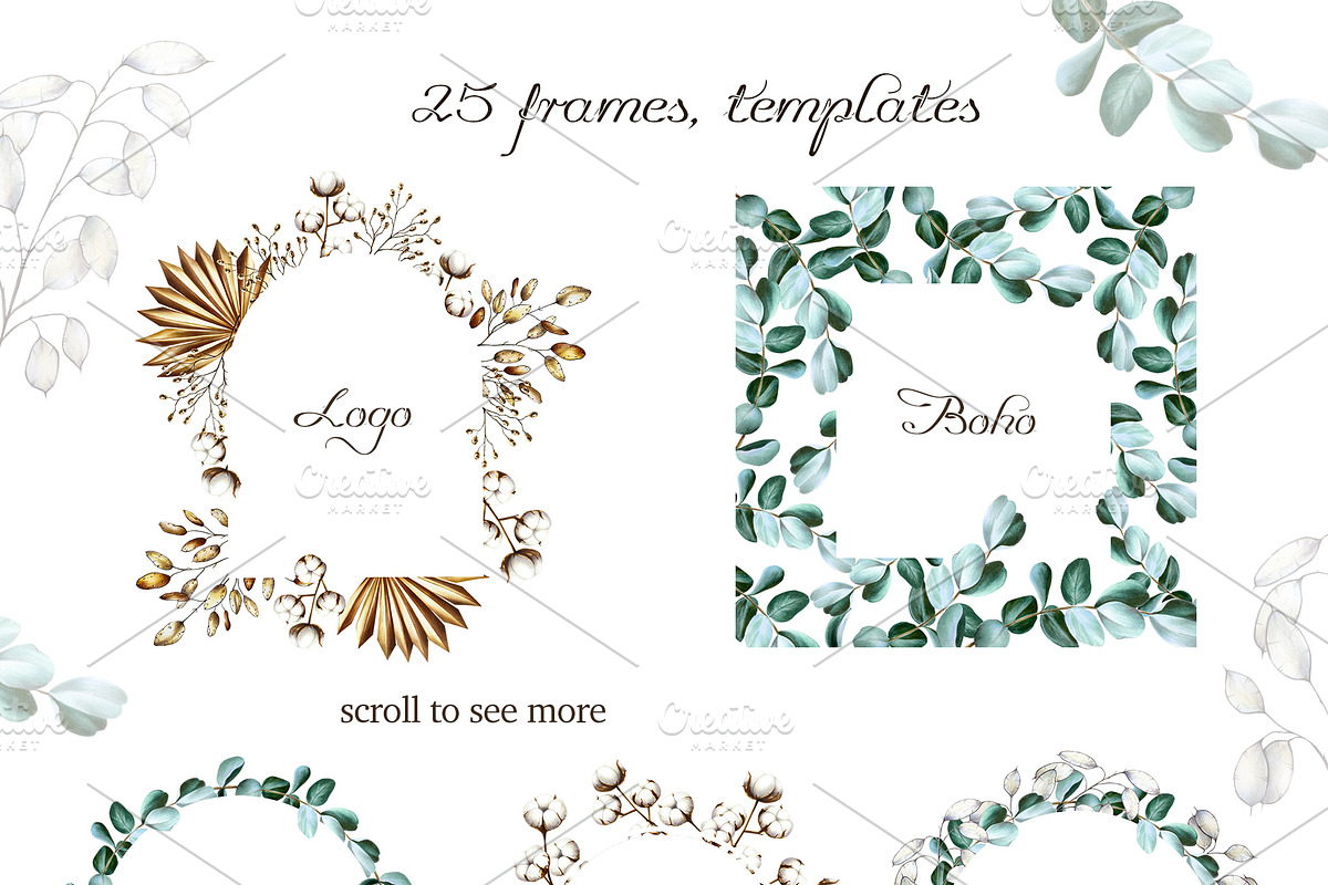 Bohemian garden hand drawn clipart, a Decorative Illustration by Navenzeles (Photo 7 of 14)