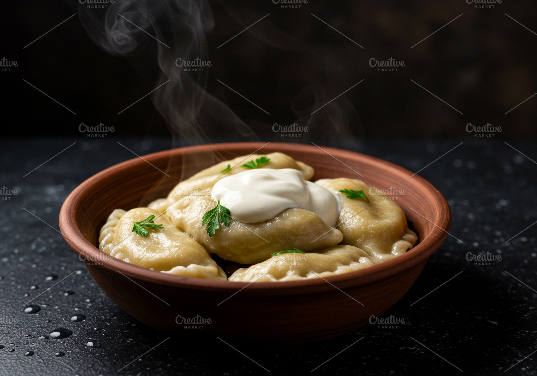 Traditional Ukrainian varenyky dumpl, a Food & Drink Photo by professorinc