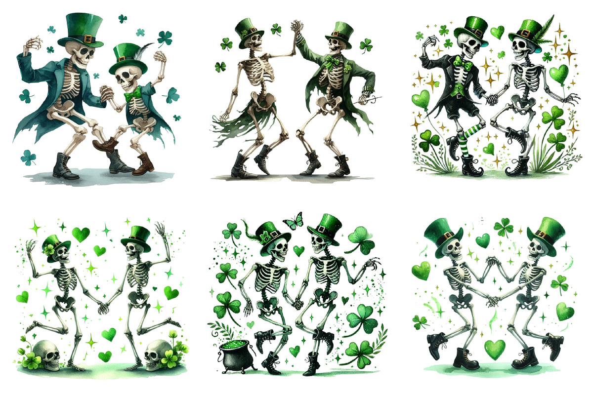 St. Patrick's Day Skeleton Heart Cli, an Illustration by Sublimation Artist (Photo 2 of 4)