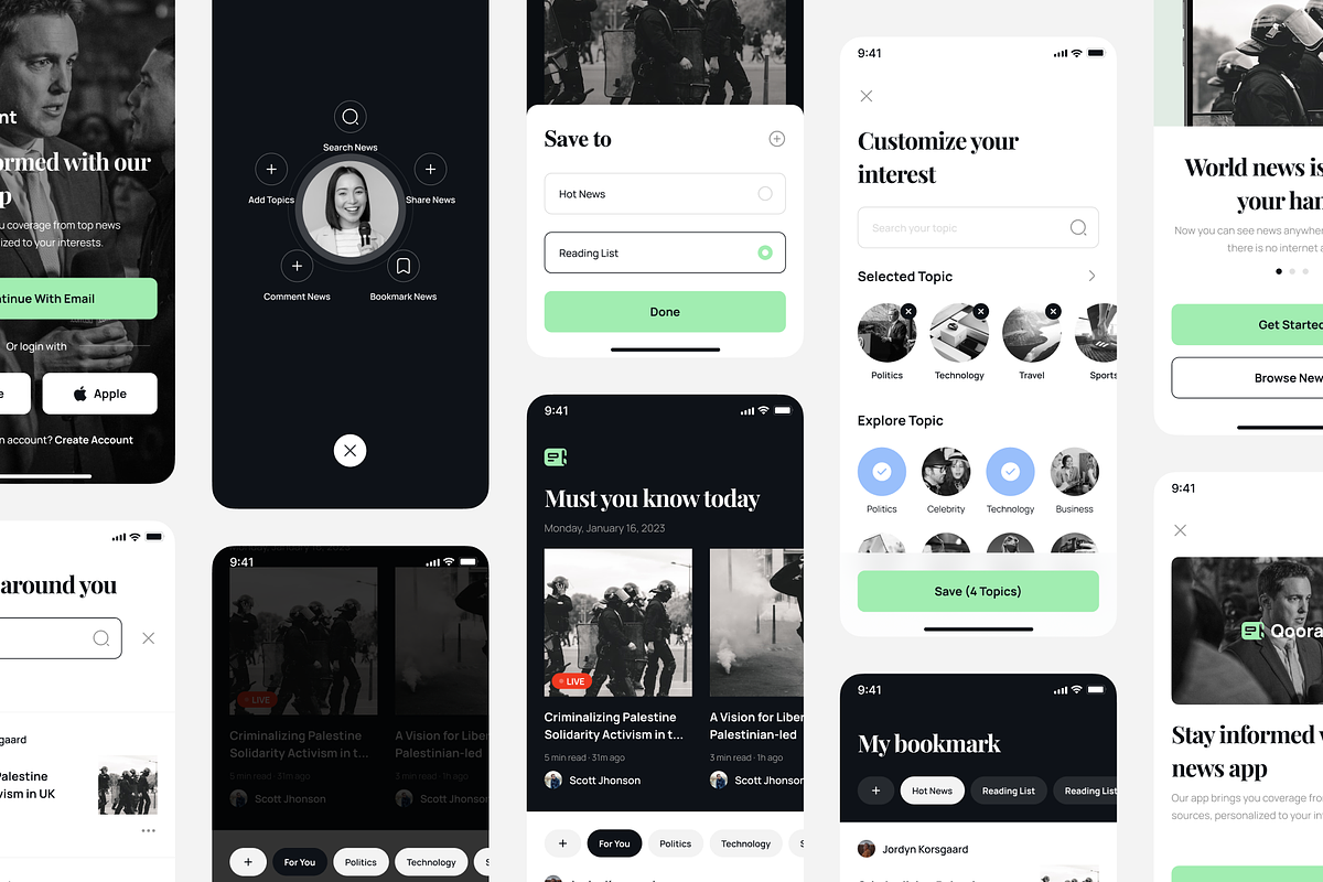 Qoorant - News Portal Mobile Apps, an UI Kit Template by pickolabstudio (Photo 3 of 6)